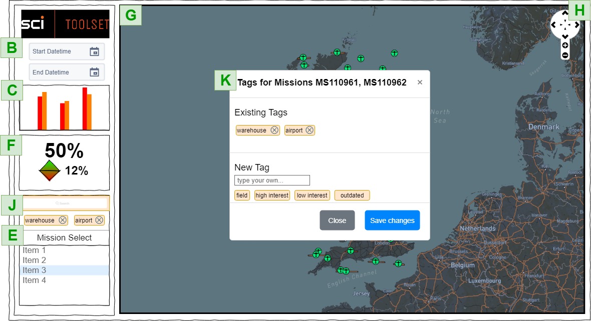 Desktop mission tagging wireframe