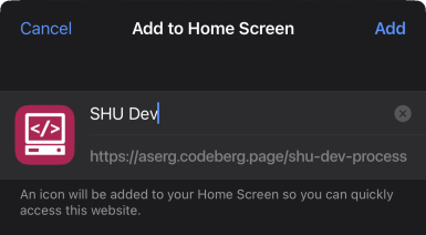 Add to Homescreen dialog